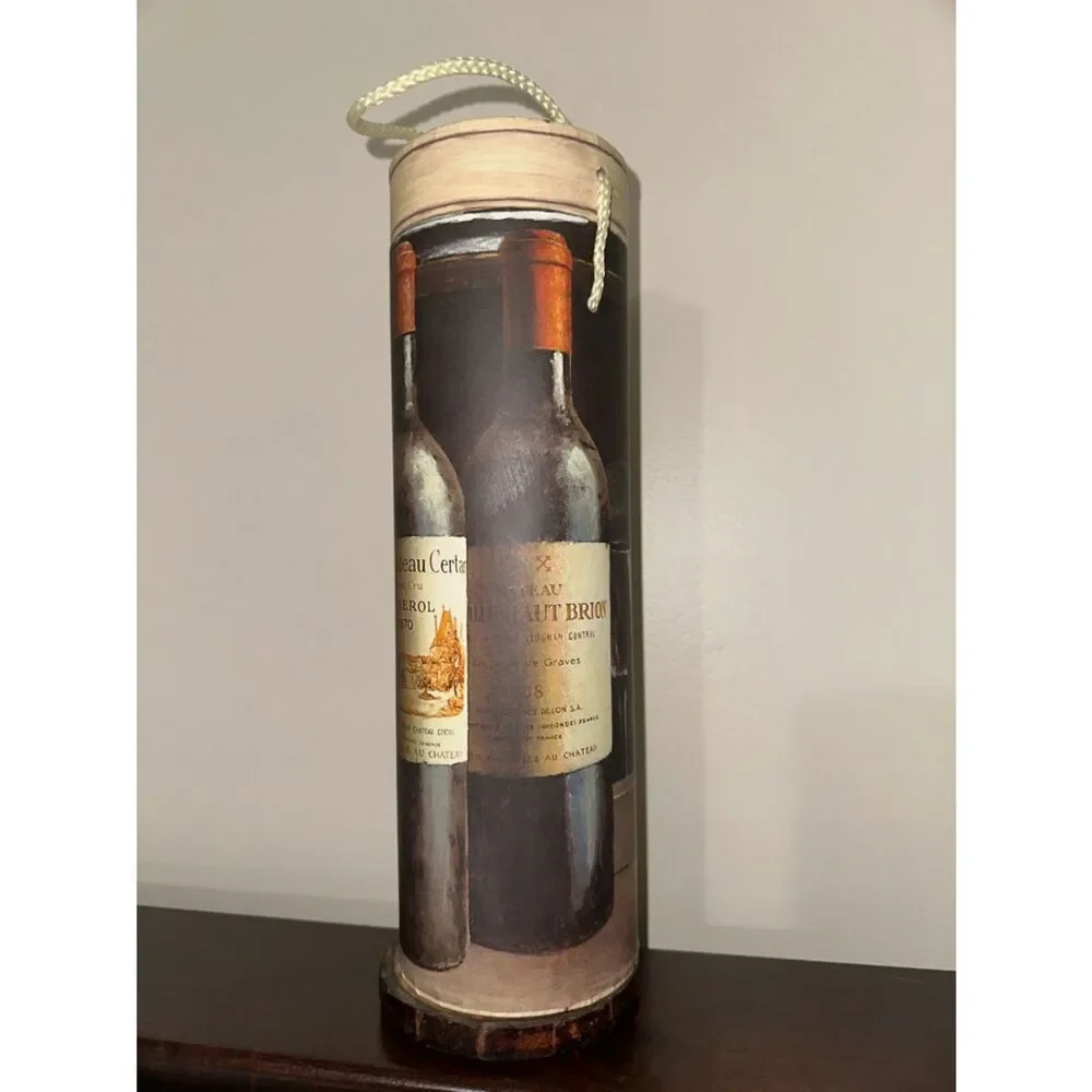 F. de Villeneuve vintage 1967 Caves Fauchon Chablis wine gift storage tube